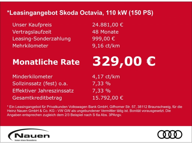 Octavia Combi 2.0 TDI DSG Style *Leasingrate 329,-*