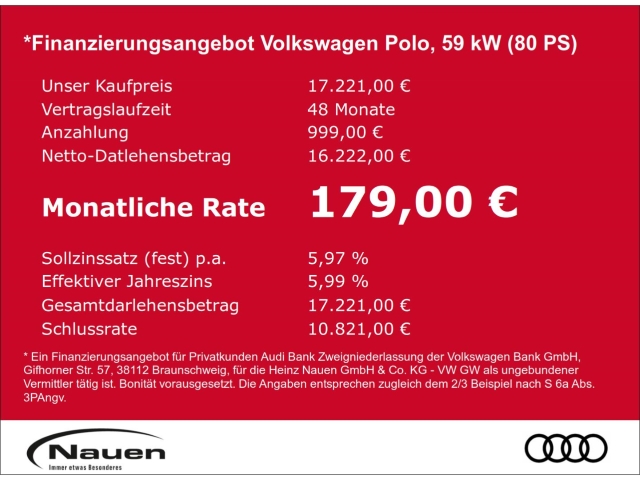 Polo VI 1.0 Life *mtl. 179,- 5,99%* Navi LED Apple CarPlay