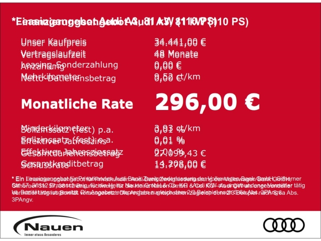 A3 Sportback 30 TFSI * Leasing 296,- *