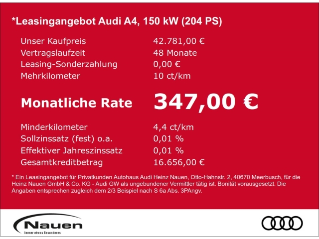 A4 40 TDI Leasing * 347 *