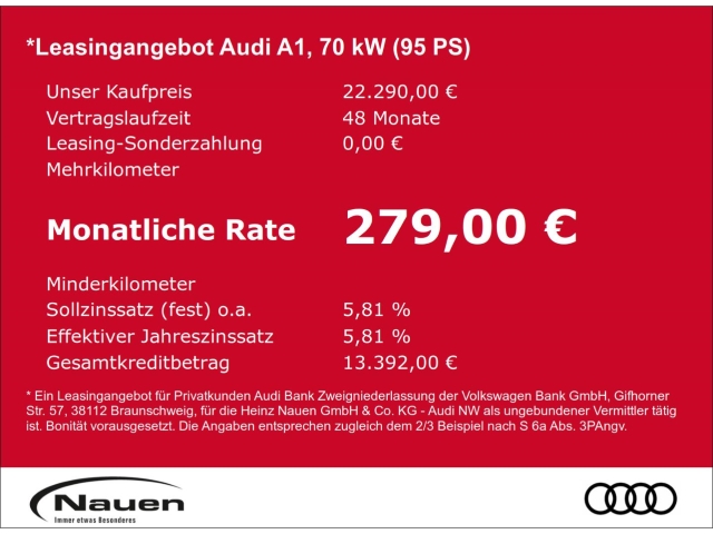 A1 25 TFSI Schaltgetriebe *Leasing 259*