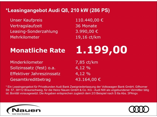 Q8 TDI quattro 2x S line AHK PANO ASSISTENZ+ B&O