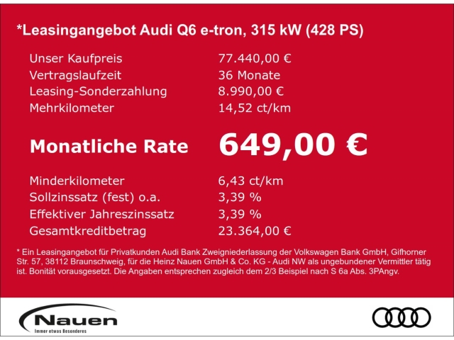 Q6 e-tron quattro 2xS line LM20 HuD TechPro eSitze