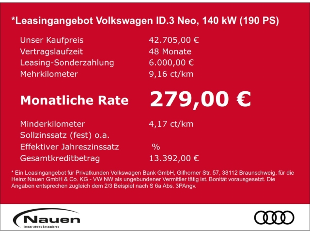 ID.3 Neo Life 140 kW (190 PS) 58 kWh 1-Gang-Automatik