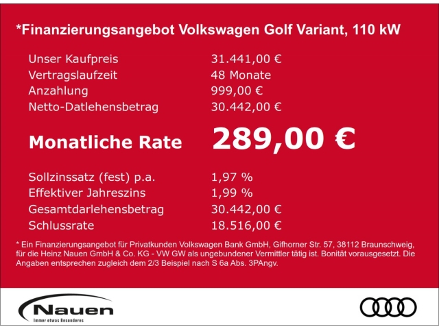 Golf Variant VIII 2.0 TDI DSG *mtl. 289,- 1,99%*