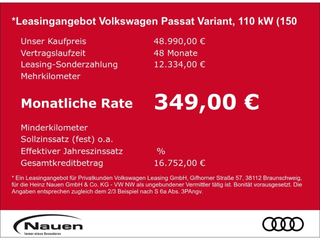 Passat Variant Business 2,0 TDI 110 KW DSG * Rate 349€ *