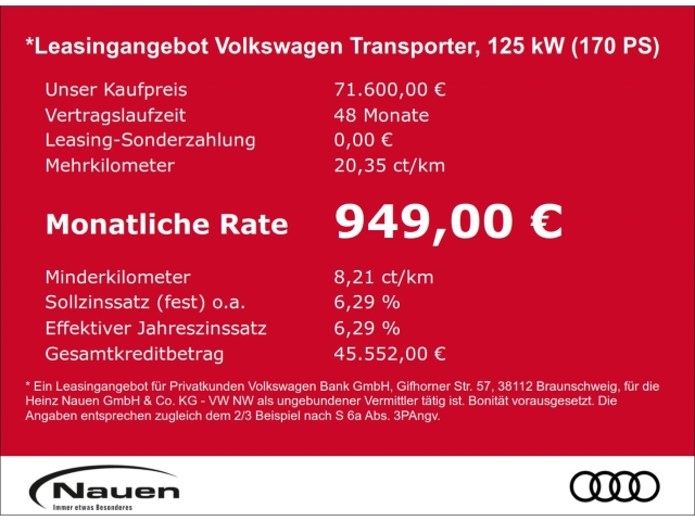 Transporter Caravelle Edition  2,0 l TDI 4MO 125 kW Getriebe: 8-Gang-Automatikgetriebe 3100 mm