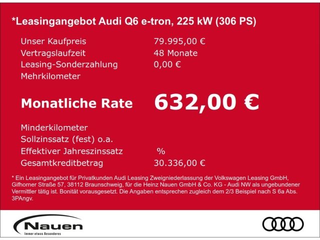 Q6 e-tron UPE 99.995  performance 225 kW S-line business